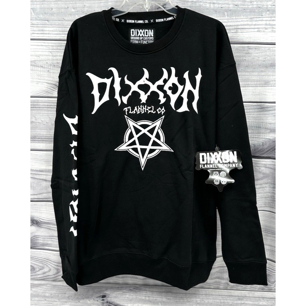 DIXXON FLANNEL CO PENTAGRAM CREWNECK SWEATSHIRT  Men's Size‎ Medium BLACK  NEW!!